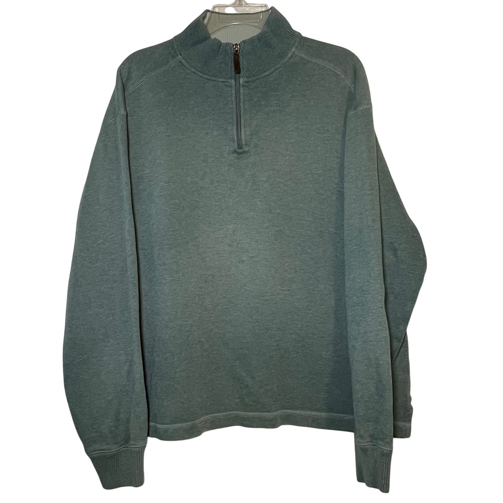 Jos A Bank Mens Quarter Zip Pullover Sweater Sage‎ Green 100% Cotton Large
